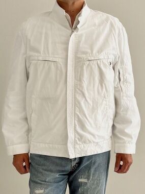 Vintage Versace Sport White Cotton Zip Jacket, Size L (52 IT)